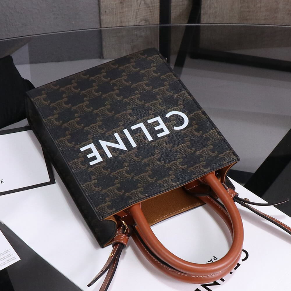 CELINE Mini Vertical Cabas IN Triomphe Canvas with Celine print