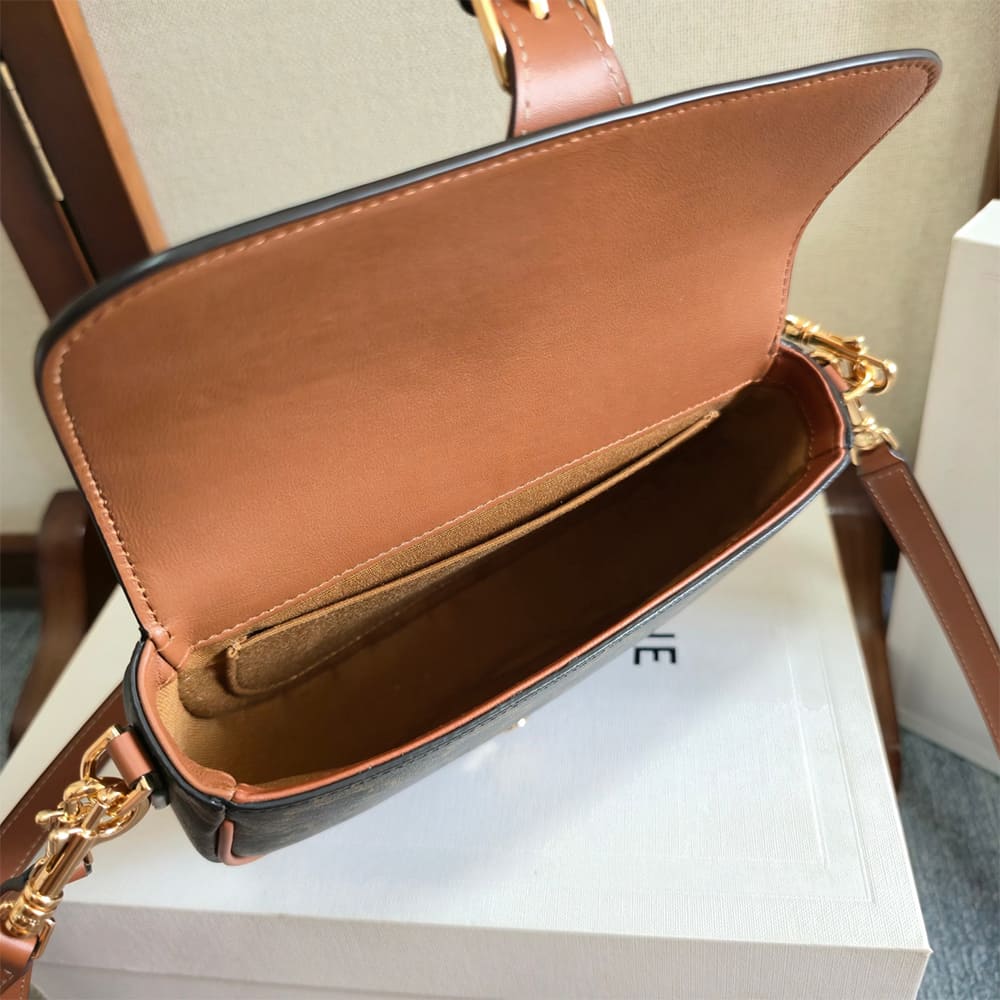 Celine FOLCO SHOULDER BAG IN Triomphe Canvas and Calfskin