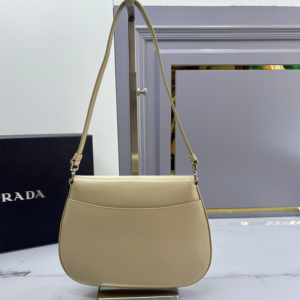 Small Prada Cleo brushed leather shoulder bag with flap