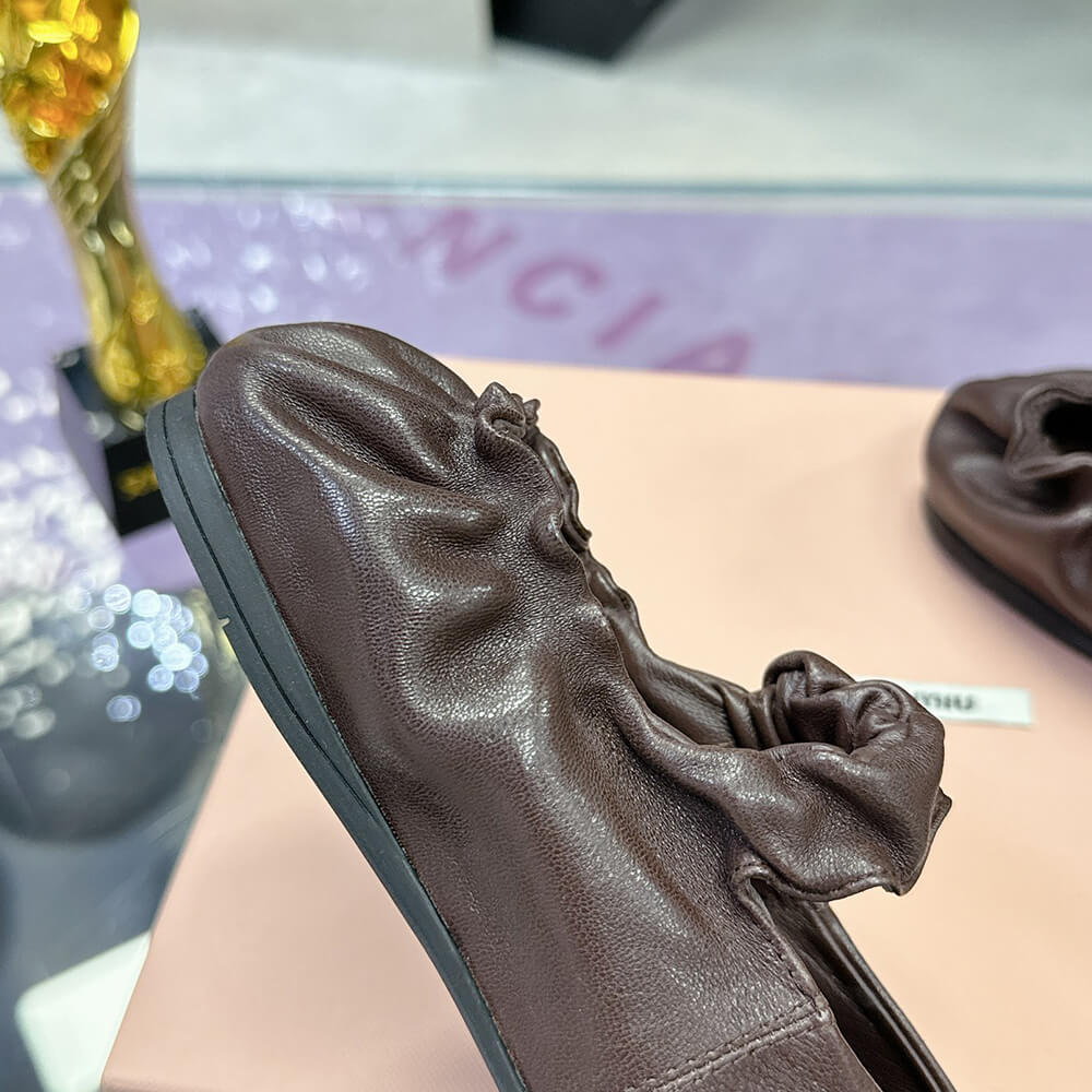 MIUMIU Ruches Nappa Leather ballet flats