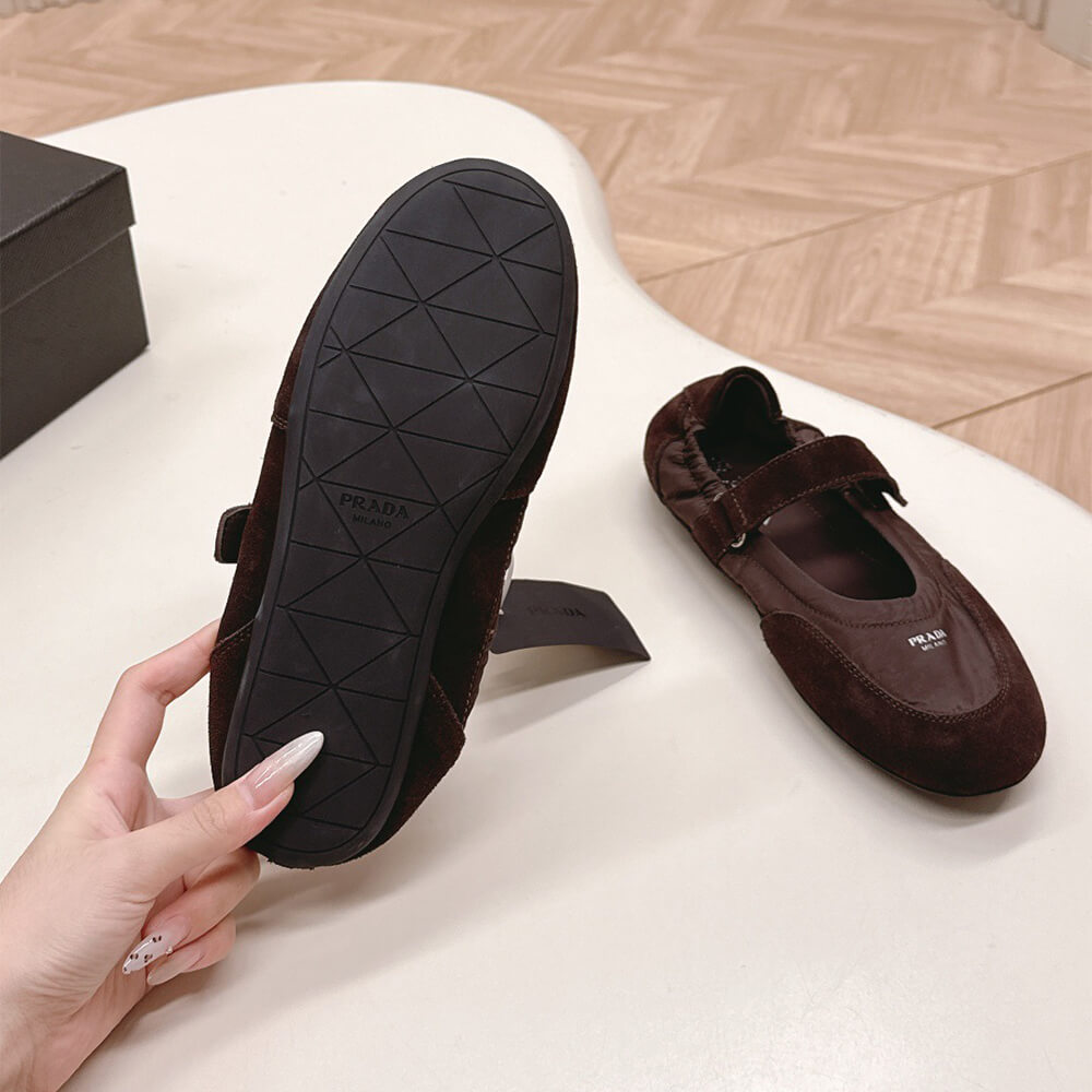 PRADA Re-Nylon and suede ballet flats