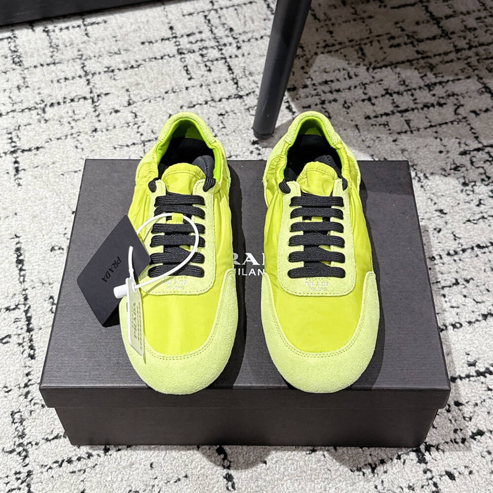 PRADA Collapse Re-Nylon and suede elasticized sneakers