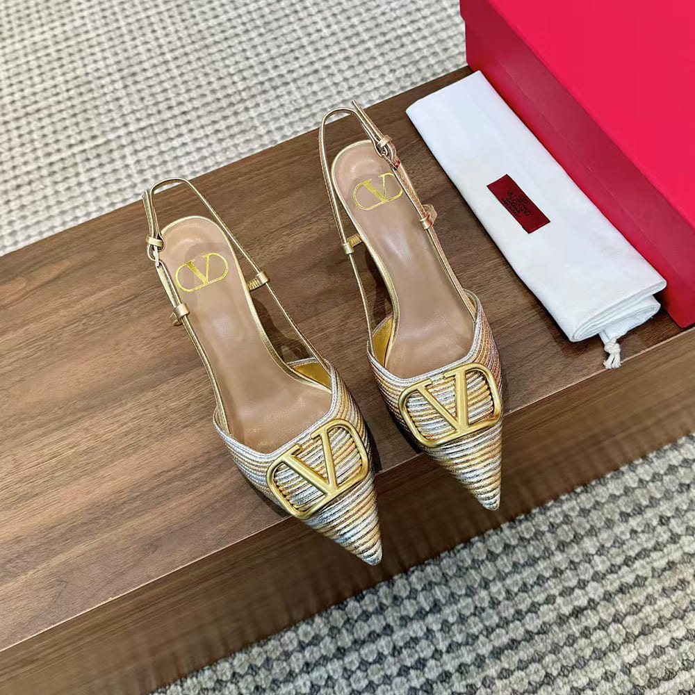 VALENTINO VLOGO SIGNATURE metallic slingback high heels (heel height 8 cm)