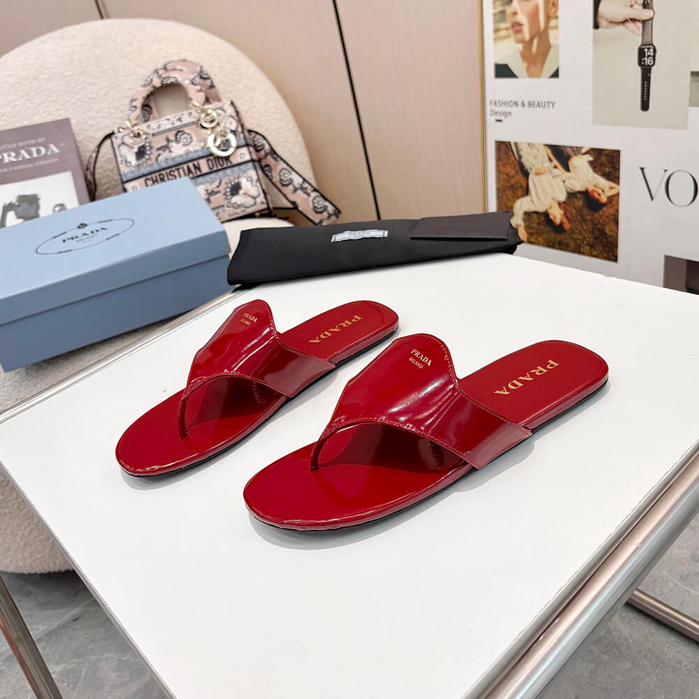 Prada Brushed leather thong sandals