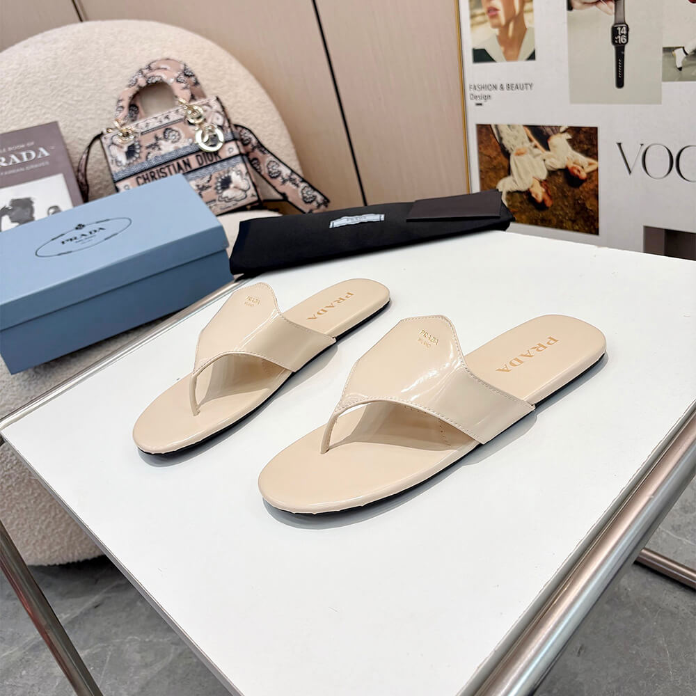 Prada Brushed leather thong sandals