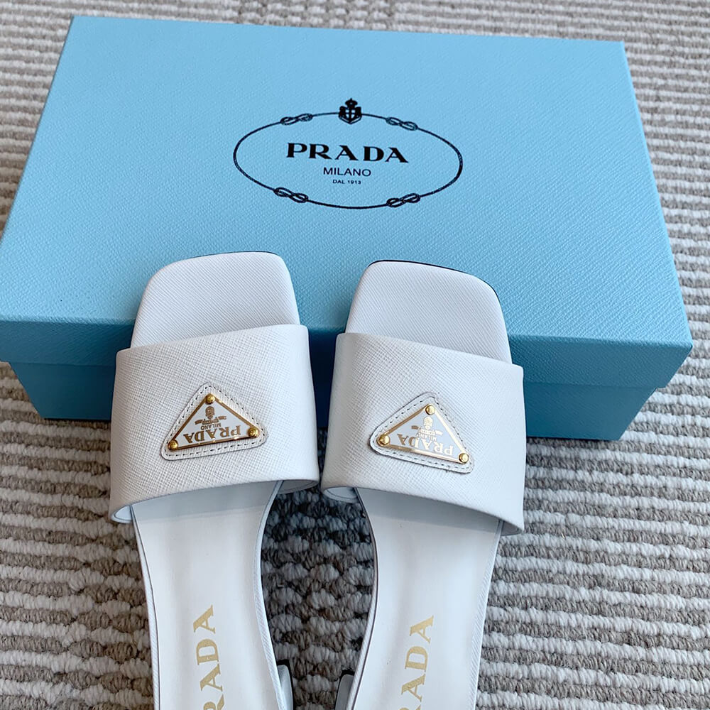 Prada Saffiano patent leather sandals
