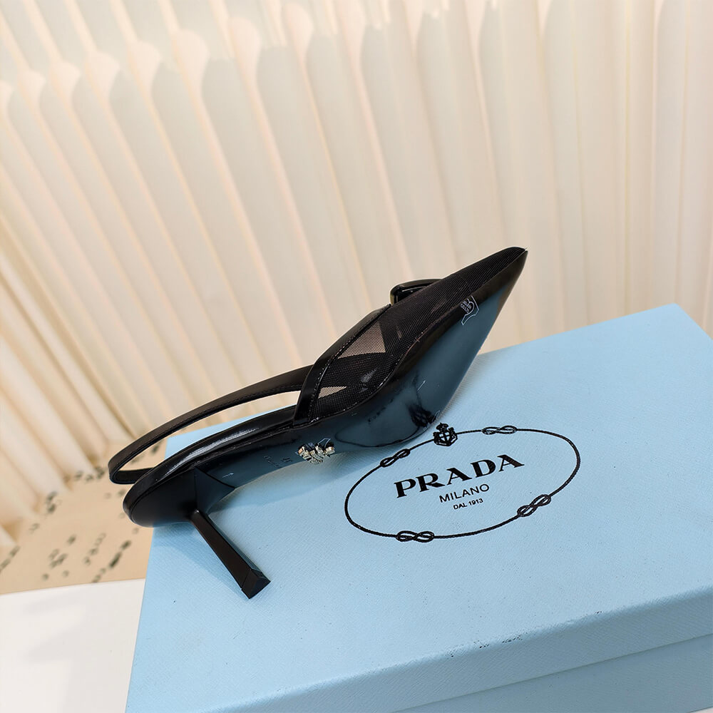 PRADA Mesh fabric slingback pumps
