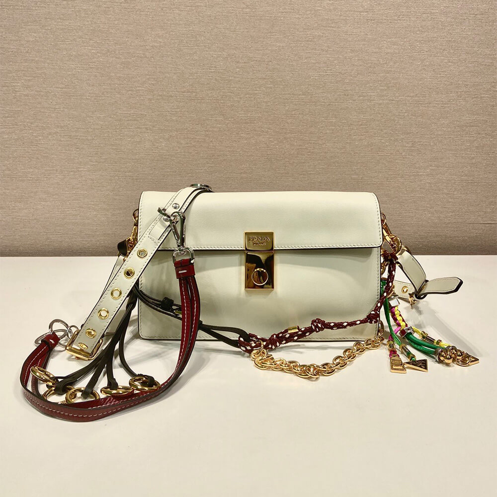 Prada Soft Sound small leather shoulder bag with charms(high-end grade)