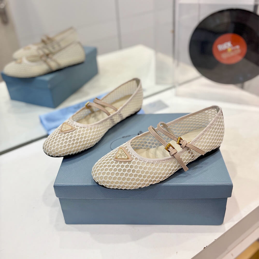 PRADA Mesh fabric ballerinas