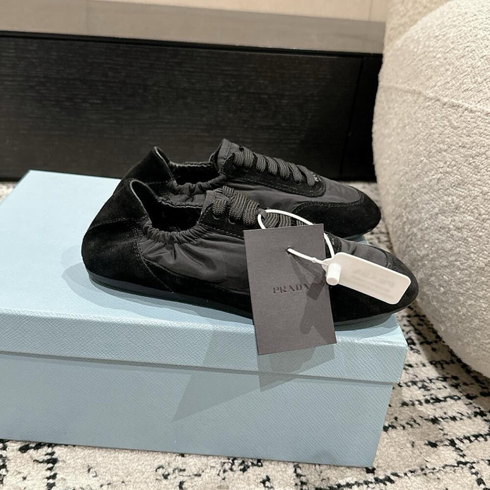 PRADA Collapse Re-Nylon and suede sneakers
