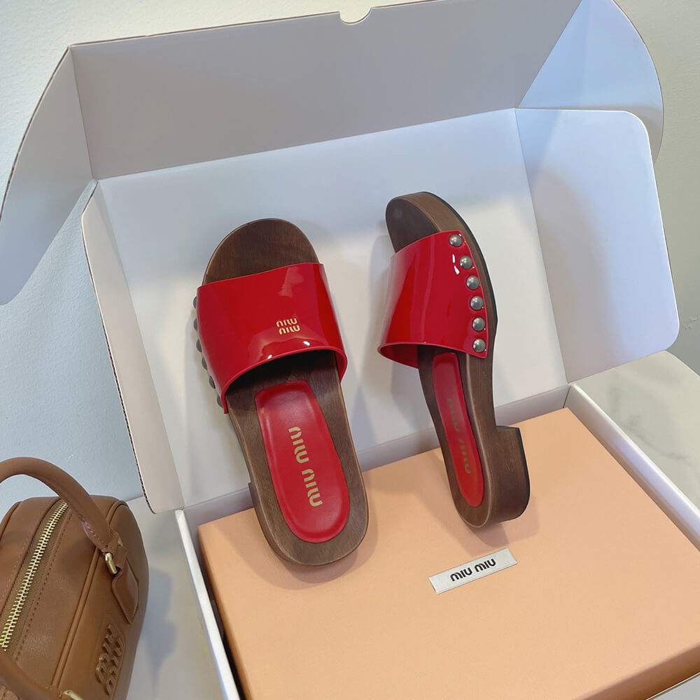 MiuMiu Patent leather clogs