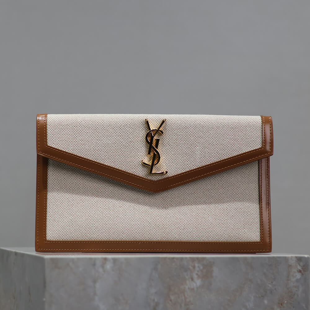 YSL uptown pouch in canvas and leather