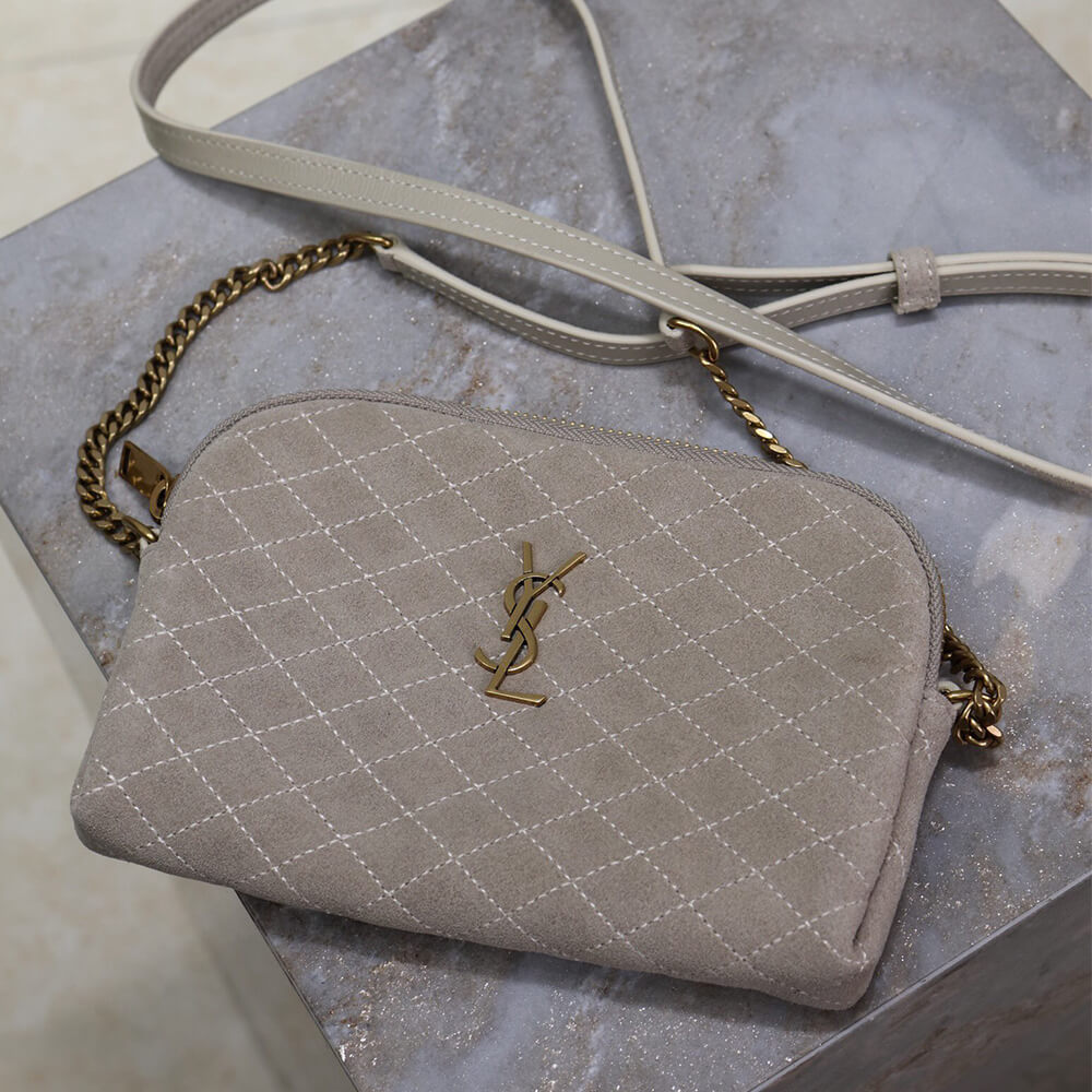 YSL GABY zipped pouch in suede