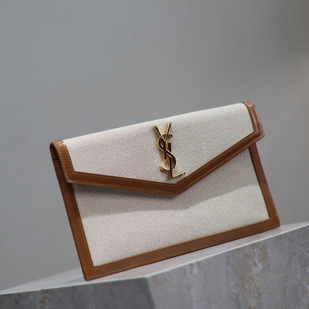 YSL uptown pouch in canvas and leather