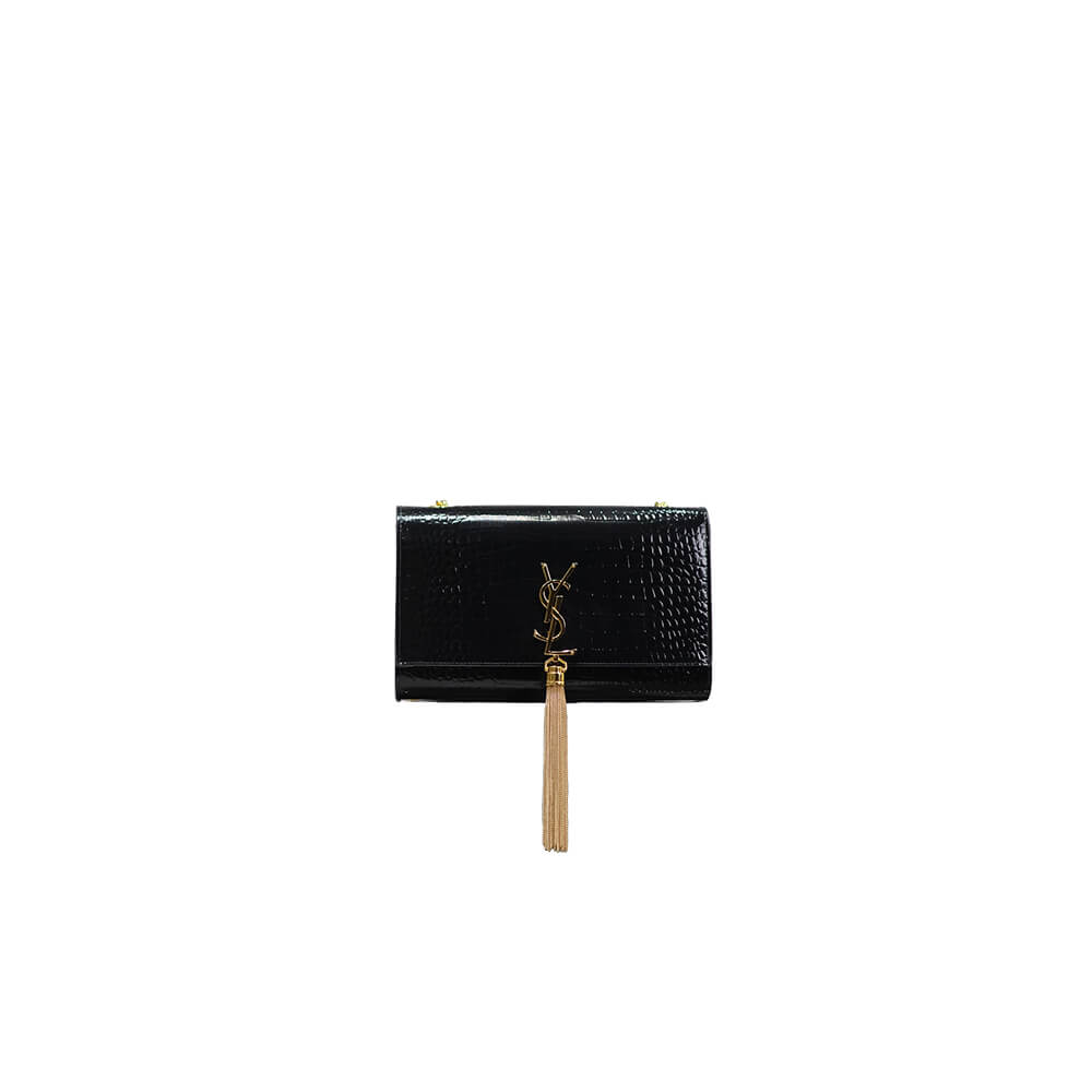 YSL kate medium tassel in crocodile-embossed leather