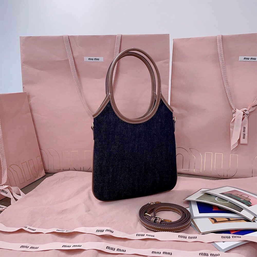 MIUMIU MINI IVY canvas and leather bag(HIGH-END GRADE)