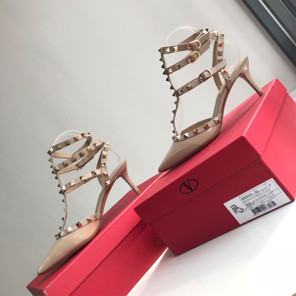 VALENTINO ROCKSTUD Wrap-around ankle strap rivet high heels (heel height 6.5 cm)