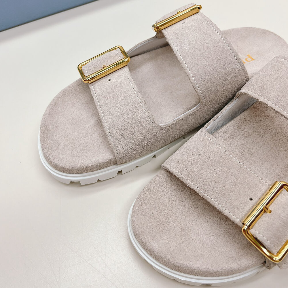 PRADA Suede strap slides