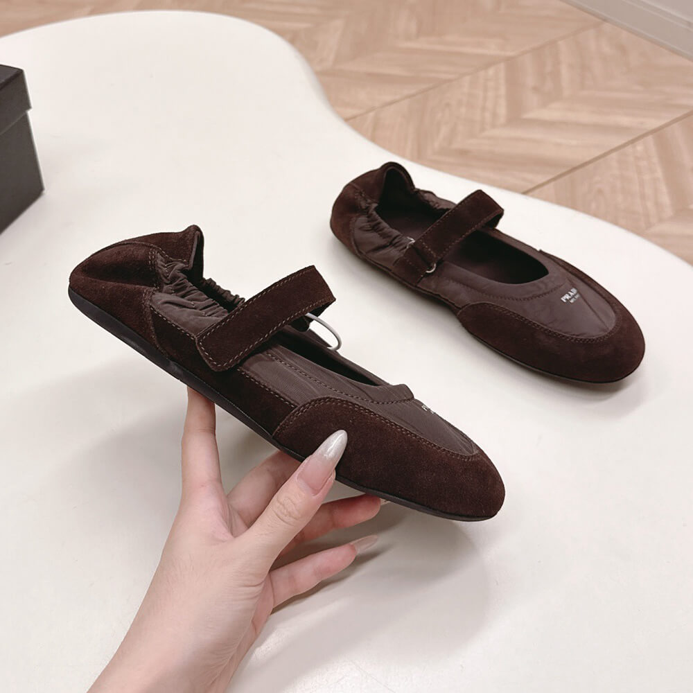 PRADA Re-Nylon and suede ballet flats