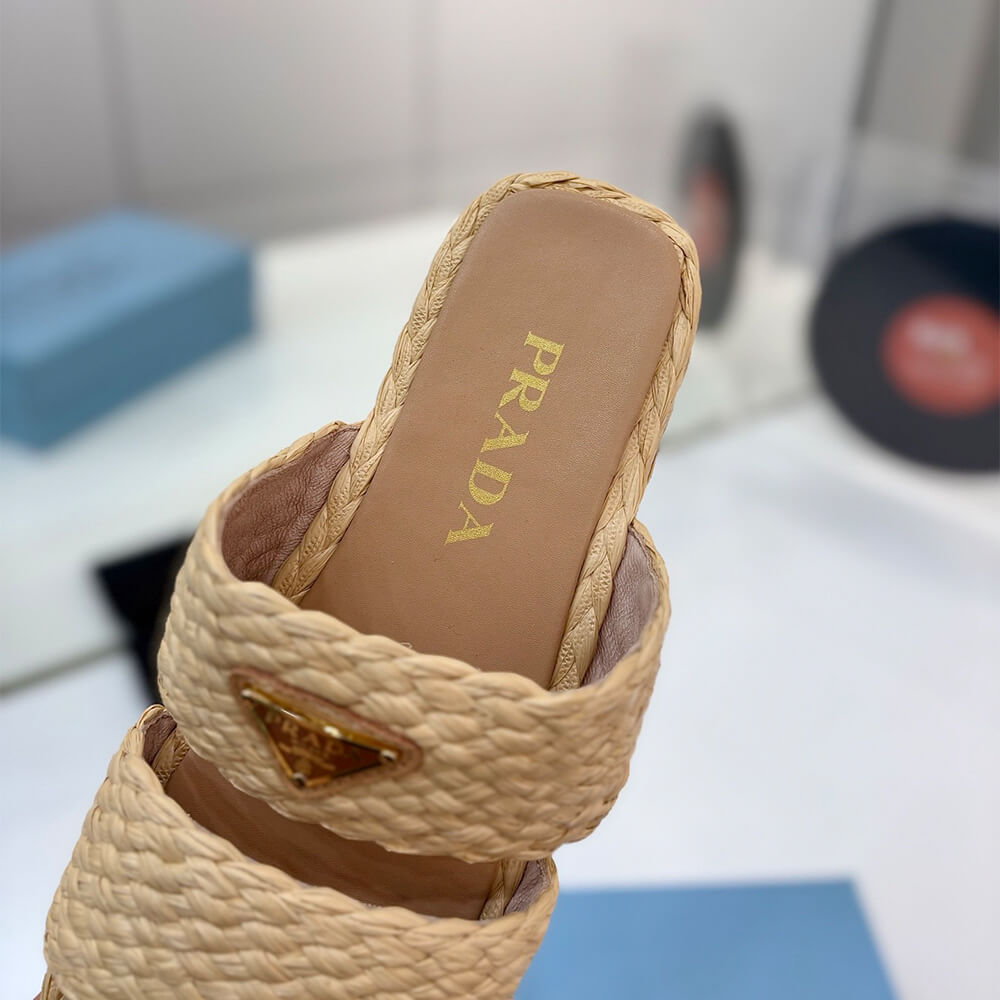 Prada Raffia slides