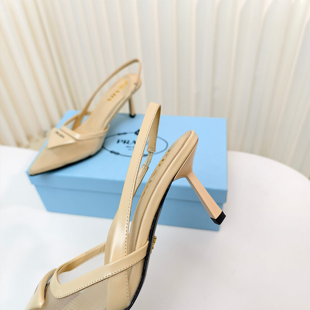 PRADA Mesh fabric slingback pumps