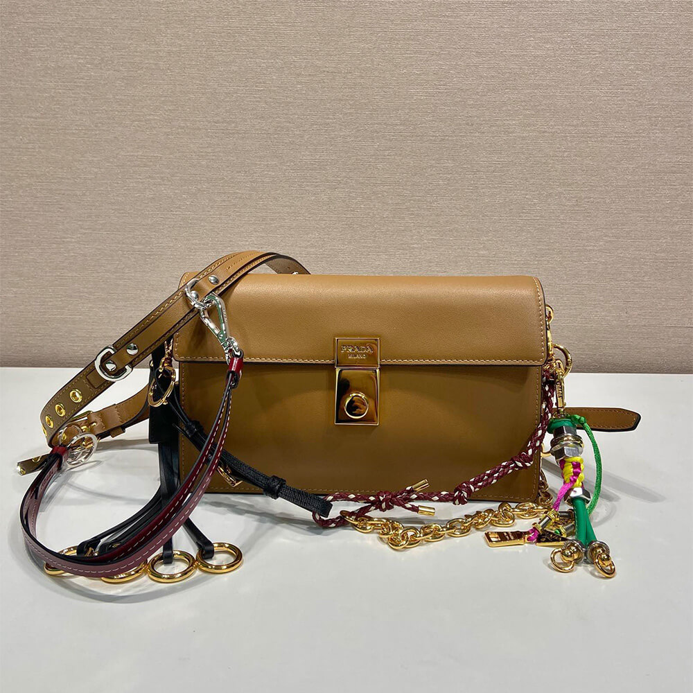 Prada Soft Sound small leather shoulder bag with charms(high-end grade)
