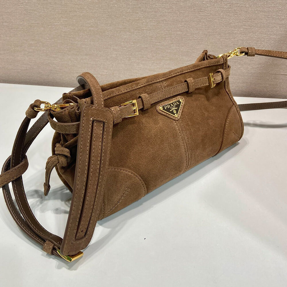 Prada Small Prada Bonnie suede shoulder bag(HIGH-END GRADE)