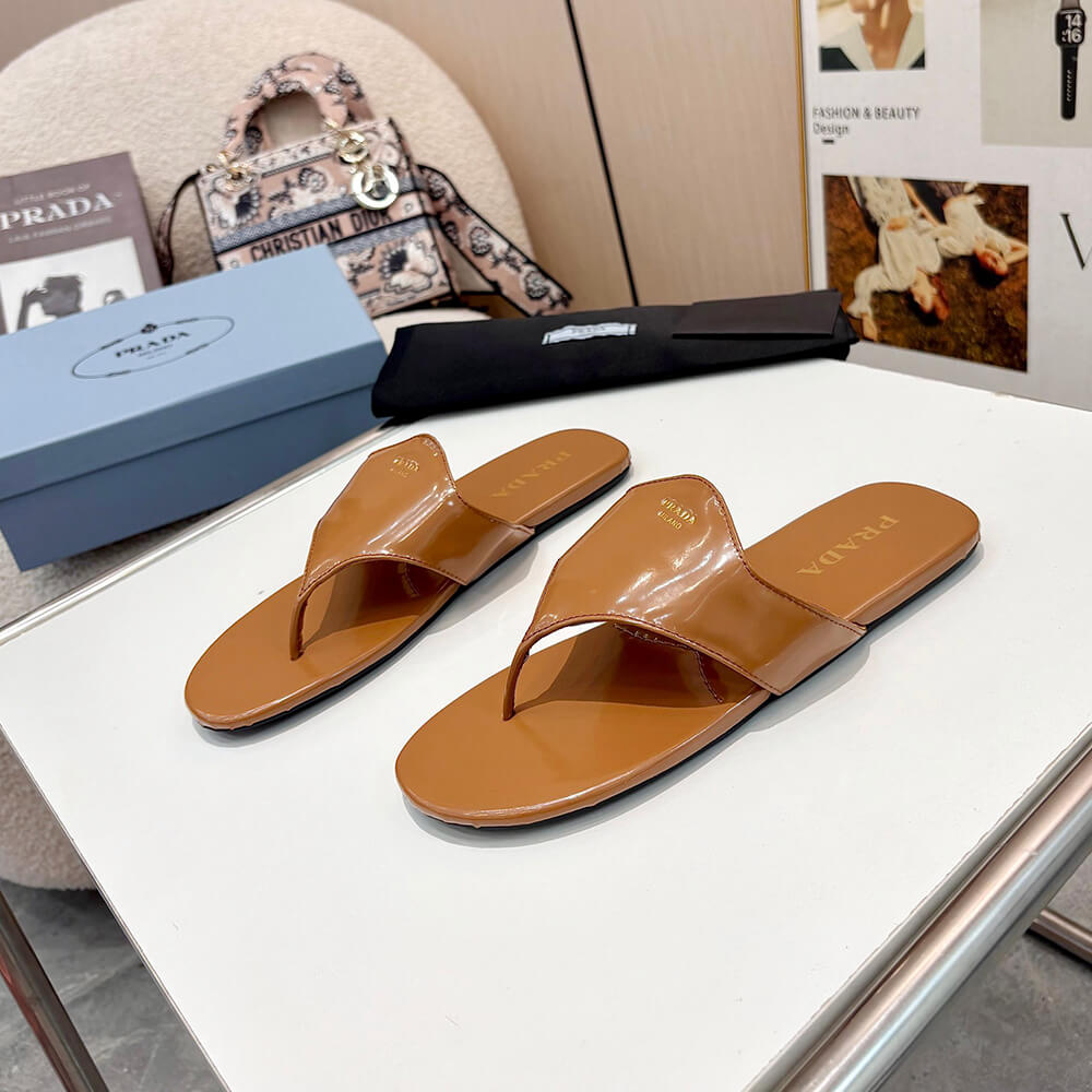 Prada Brushed leather thong sandals