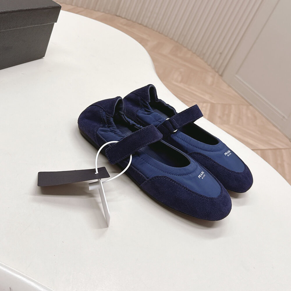 PRADA Re-Nylon and suede ballet flats