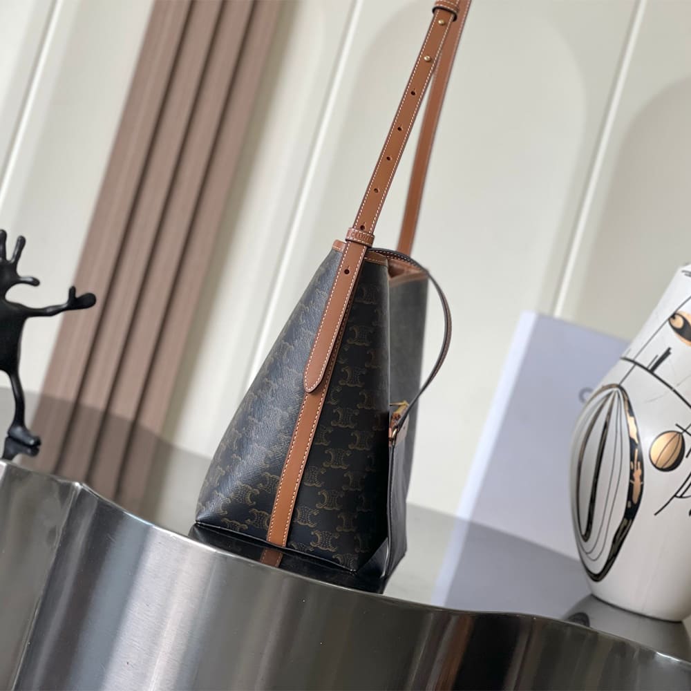 Celine SOFT SHOPPER BAG IN Triomphe Canvas and Calfskin