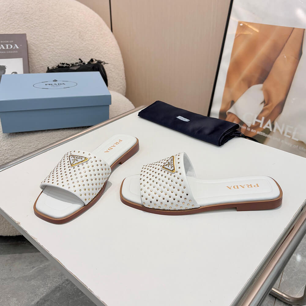 Prada Nappa leather slides with studs